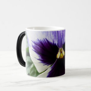 deep purple on white pansy magic mug