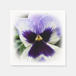 deep purple on white pansy napkin