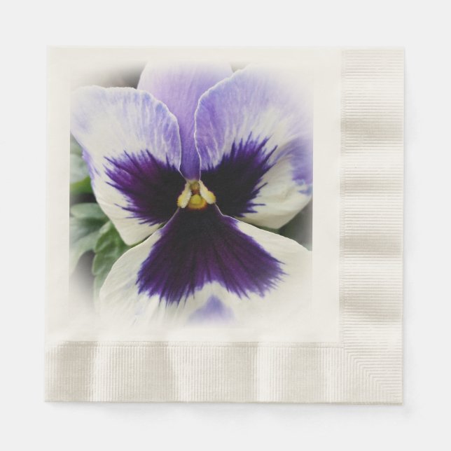 deep purple on white pansy napkin (Front)