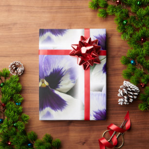 deep purple on white pansy wrapping paper