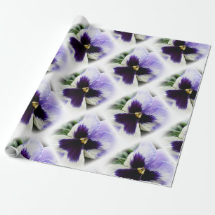 deep purple on white pansy wrapping paper