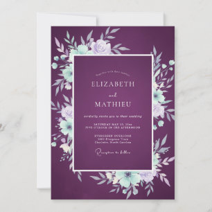 Deep Purple Peony Wedding Invitation