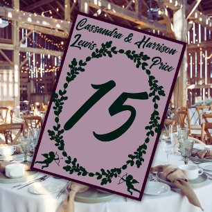 Deep Purple Rustic Wedding Table Number