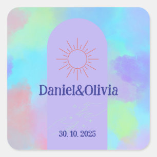 Deep Purple Soft Wedding Stuff Square Sticker