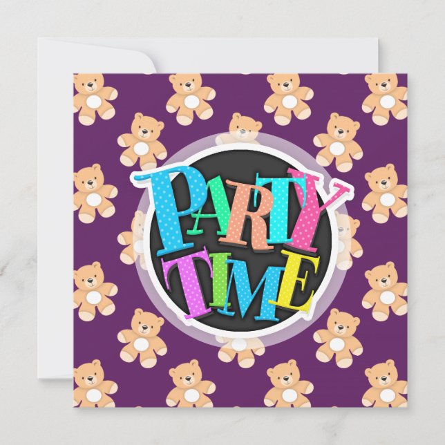 Deep Purple Teddy Bear, Bears Invitation (Front)