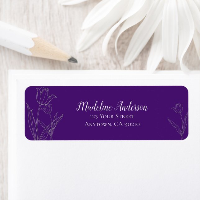 Deep Purple Tulip Silhouette | Return Address (Insitu)