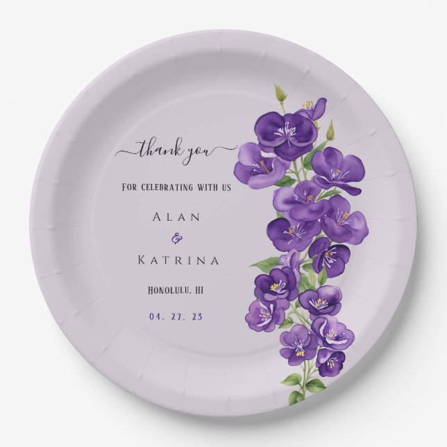 Deep Purple Violets Paper Plates (Front)