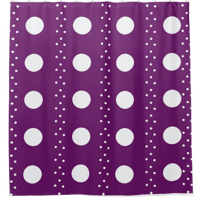 Deep Purple & White Polka Dot Shower Curtain – Mod (Front)