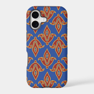 Deep Red and Blue Fleur-de-Lys Gold-effect Outline