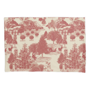 Deep Red and Cream Christmas Winter Wonderland Pillowcase