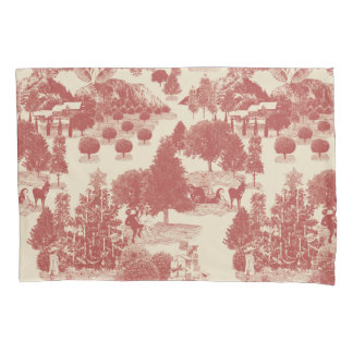 Deep Red and Cream Christmas Winter Wonderland Pillowcase