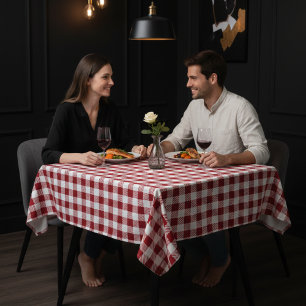Deep Red and White Elegant Pattern Tablecloth