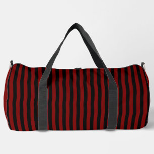 Deep Red & Black Stripes on White Bold, Stylish Duffle Bag