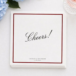 Deep Red Border Wedding Napkins