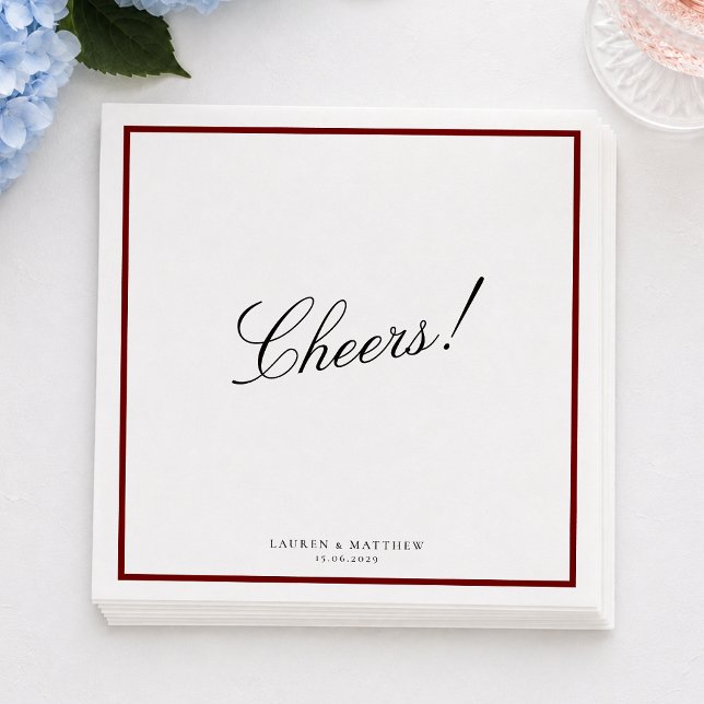 Deep Red Border Wedding Napkins (Creator Uploaded)