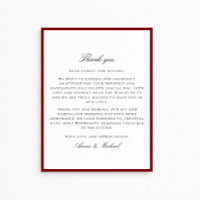 Deep Red Border Wedding Thank You Card