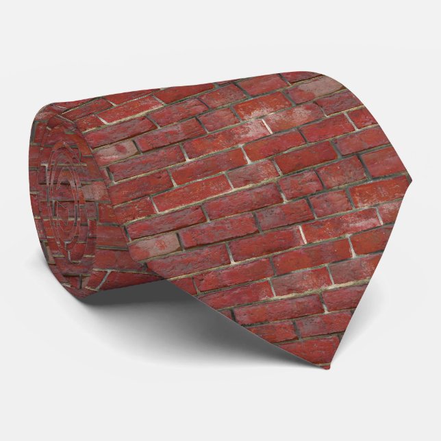 Deep Red Brick Wall Pattern Tie (Rolled)