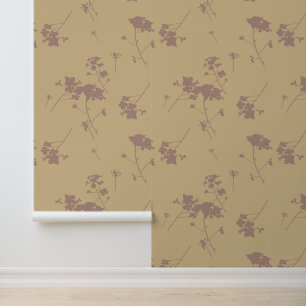 Deep Red-Brown Flower Silhouettes Wallpaper