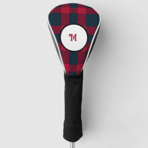 Deep red buffalo plaid golf head cover