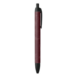 Deep Red Burgundy Floral Christmas Black Ink Pen