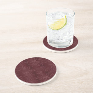 Deep Red Burgundy Floral Christmas Coaster