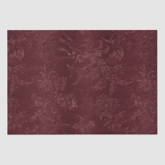 Deep Red Burgundy Floral Tissue Paper (Front)