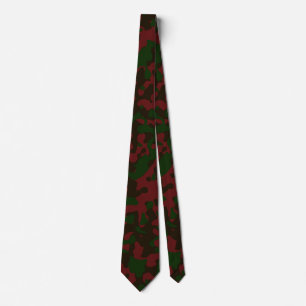 Deep Red Camouflage in Dark Green and Black Tie