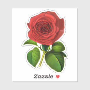 Deep Red, Crimson Rose and Leaves