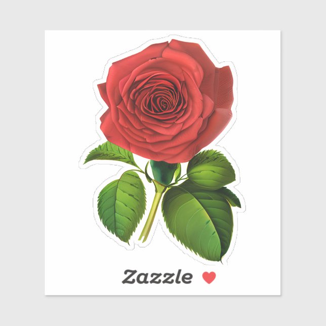 Deep Red, Crimson Rose and Leaves (Sheet)