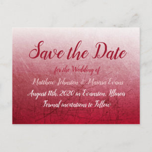 Deep Red Fade Bubbles Save the Date Postcard