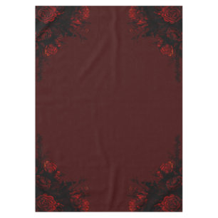 Deep Red Floral Elegant Gothic Wedding Tablecloth