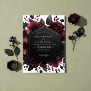 Deep Red Floral Opulence Wedding Invitation