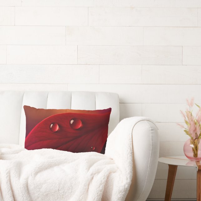 Deep Red Floral Water Drop Throw Pillow (Couch)