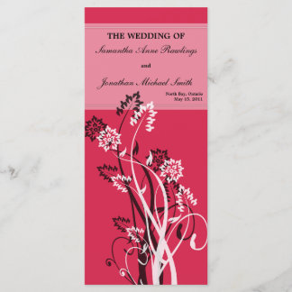 Deep Red Floral Wedding Program Programme