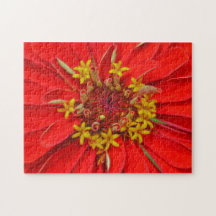Deep Red Flower Close Up Floral Puzzle