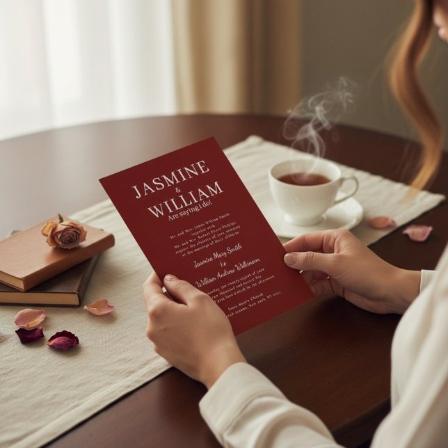 Deep Red Formal Typography Wedding Invite (Creator Uploaded)