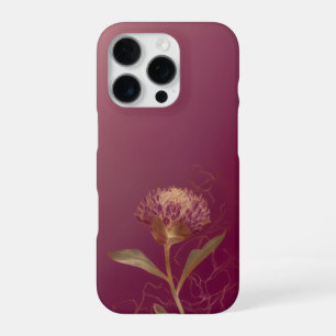 Deep Red Gold Botanical Flower Linework iPhone 16 Pro Case