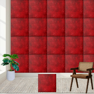 Deep Red Grunge Texture Ceramic Tile