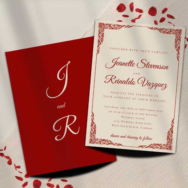 Deep Red & Ivory Ornate Baroque Opera Wedding  Invitation (Creator Uploaded)