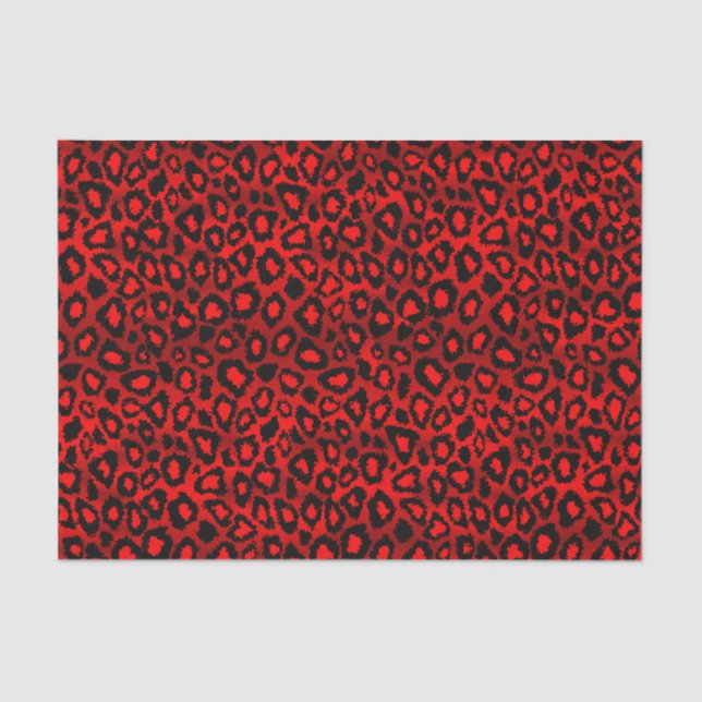 Deep Red Leopard Wild Cat Animal  Print Tissue Paper (Front)
