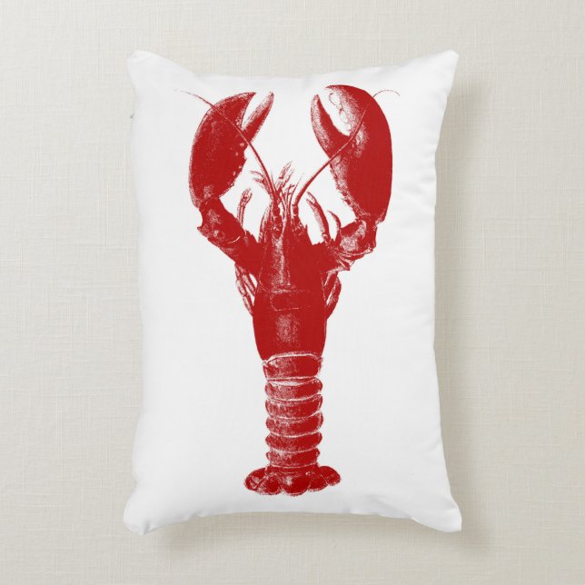 Deep Red Lobster on White Decorative Cushion (Front(Vertical))