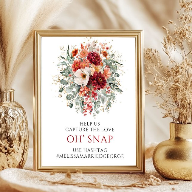 Deep Red Marsala Floral Oh Snap Wedding Sign (Deep Red Marsala Floral Oh Snap Wedding Sign

)