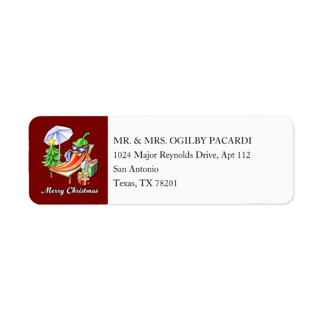 Deep Red Merry Christmas Chilli Add Your Address (Front)