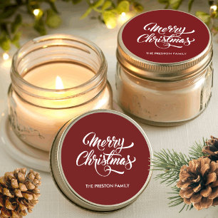 Deep Red Merry Christmas Classic Round Sticker