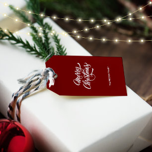 Deep Red Merry Christmas Gift Tags