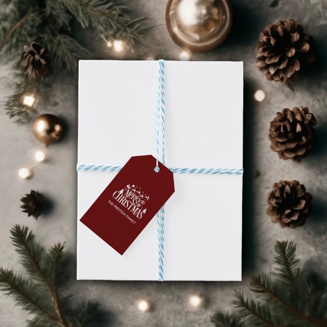 Deep Red Merry Christmas Gift Tags (Deep Red Merry Christmas Gift Tag)