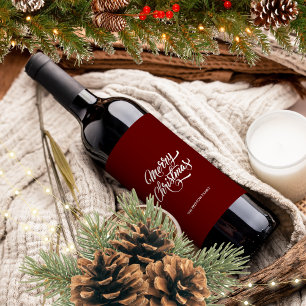 Deep Red Merry Christmas Wine Label