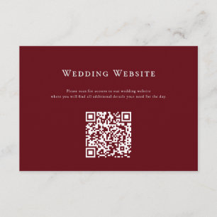 Deep Red Modern Wedding Website QR Code Card