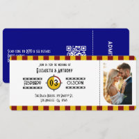 Deep Red, Navy Blue & Gold Cinema Ticket