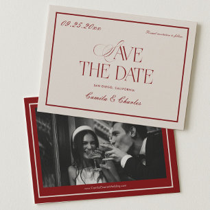 Deep Red Opera Wedding Save the Date Photo Invitation